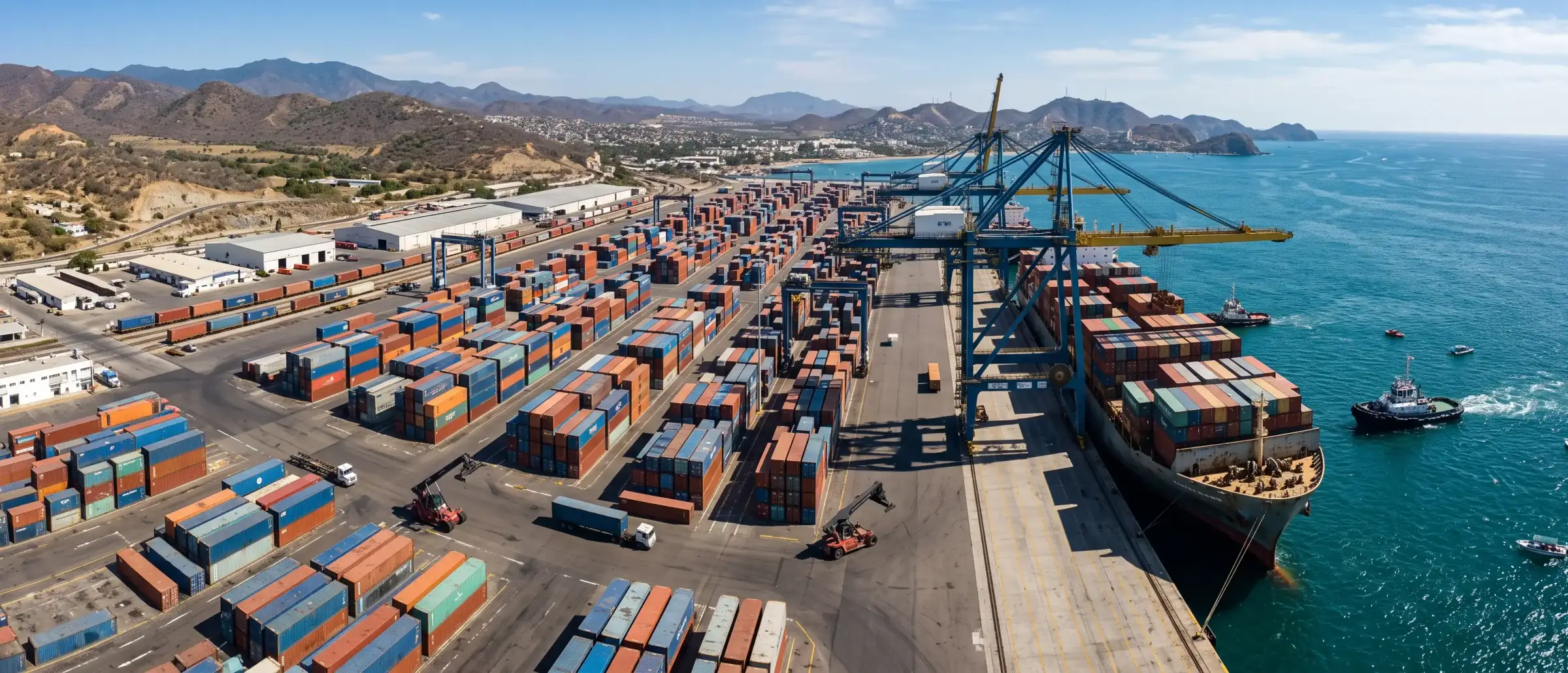 Vista aérea de la terminal de contenedores del puerto de Manzanillo